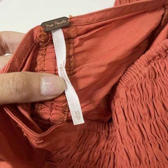 Free People Orange bodycon cinched strapless button down dress XS - Picture 6 of 8